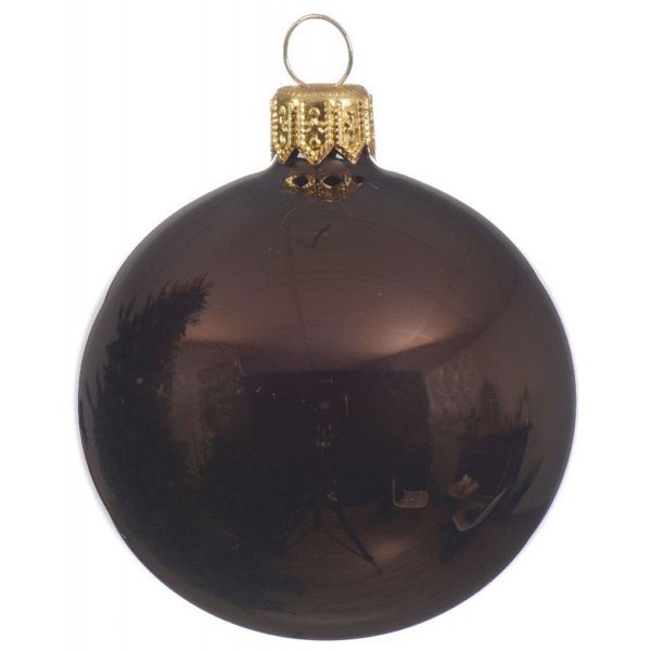 Χριστουγεννιάτικη Γυάλινη Μπάλα Καφέ, Γυαλιστερή (10cm)